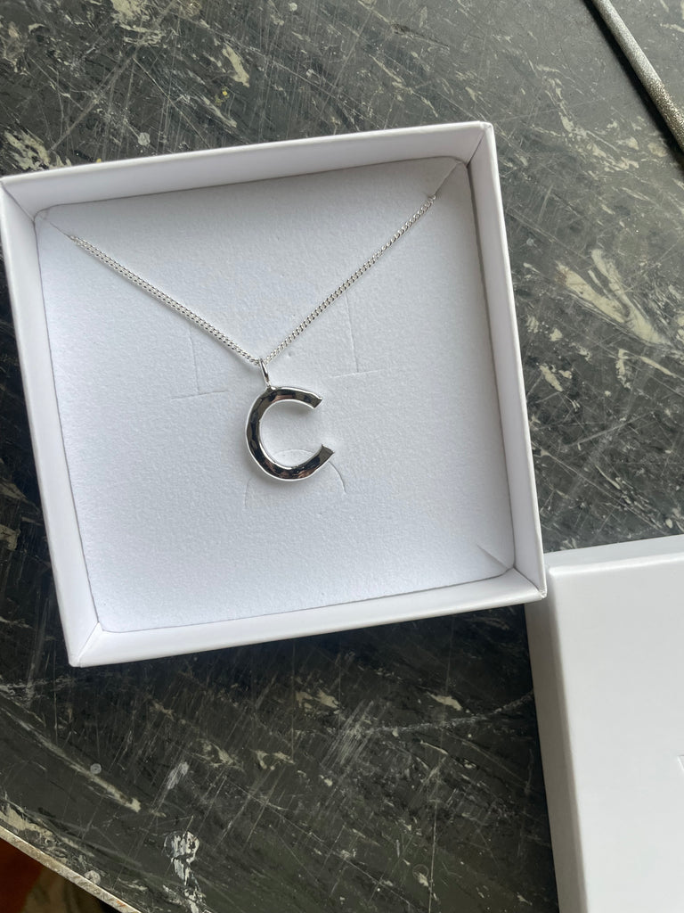 Hammered letter necklace